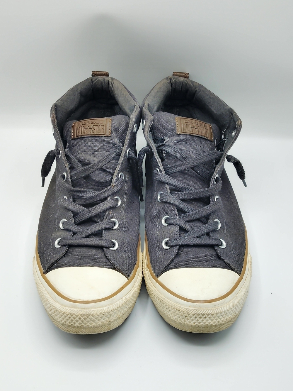 Converse Men's High-Top Sneakers in Charcoal Gray with White Toe - Picture 2 of 4
